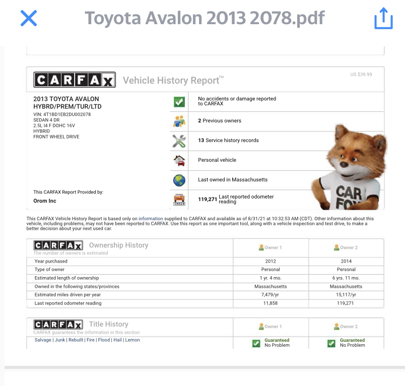Used - Toyota Avalon Hybrid XLE Touring Sedan for sale in Staten Island NY
