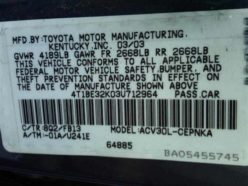 2003 Toyota Camry 4 Door Sedan for sale in Brooklyn, NY